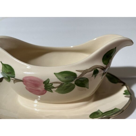 Franciscan Desert Rose Gravy Boat Made in England w/ Attached Drip/Underplate - Picture 12 of 13